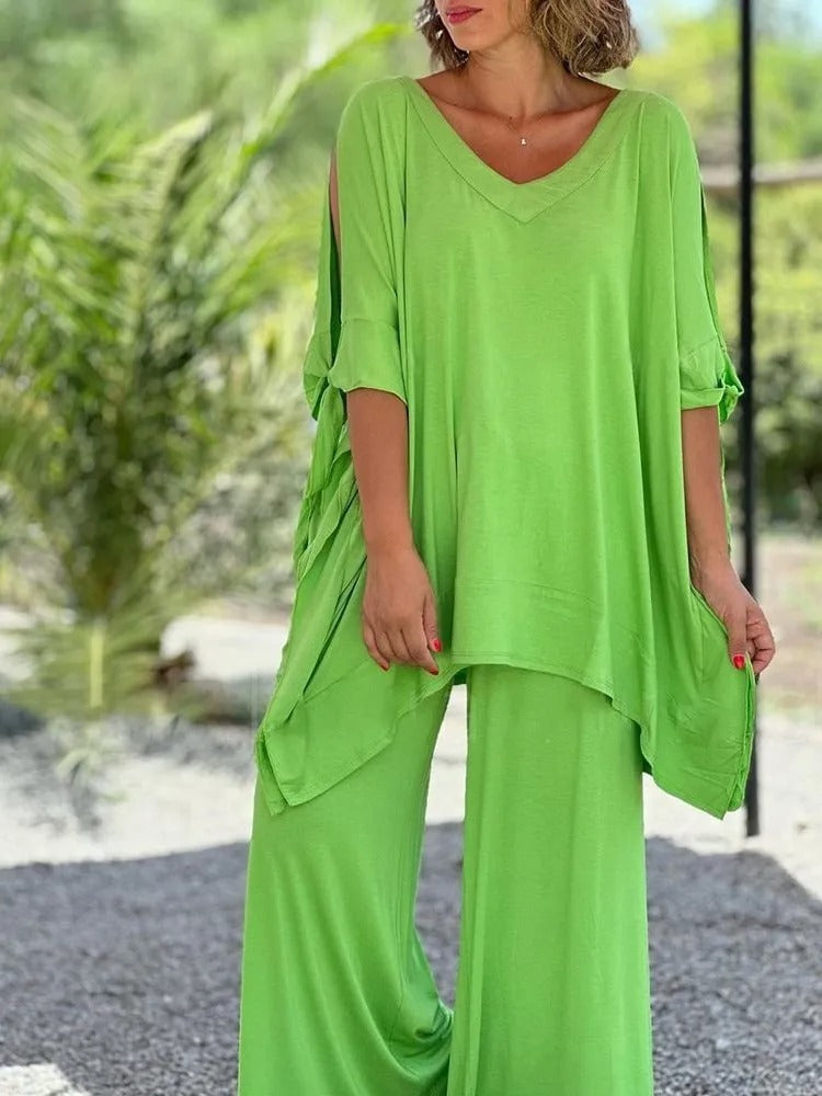 Ursula™ | Completo con tunica a spalle scoperte e pantaloni