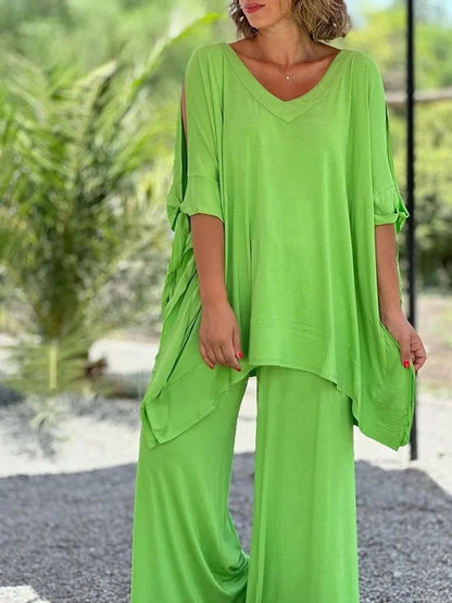 Ursula™ | Completo con tunica a spalle scoperte e pantaloni