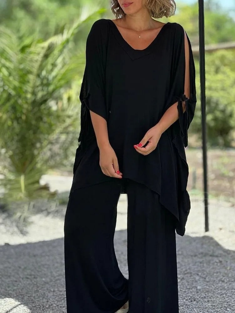 Ursula™ | Completo con tunica a spalle scoperte e pantaloni