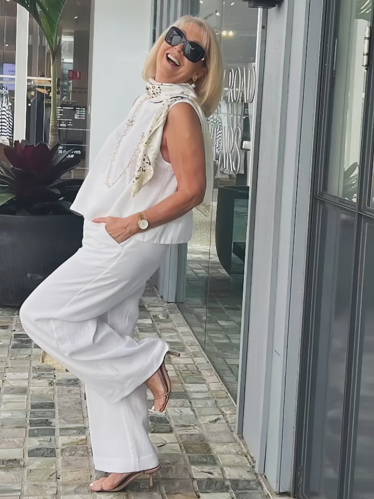 Trinidad™ | Completo Bianco con Camicetta e Pantaloni a Gamba Larga
