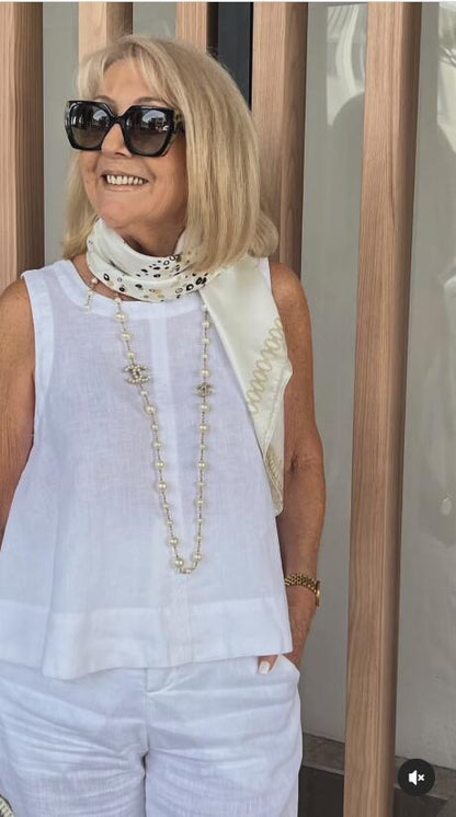Trinidad™ | Completo Bianco con Camicetta e Pantaloni a Gamba Larga