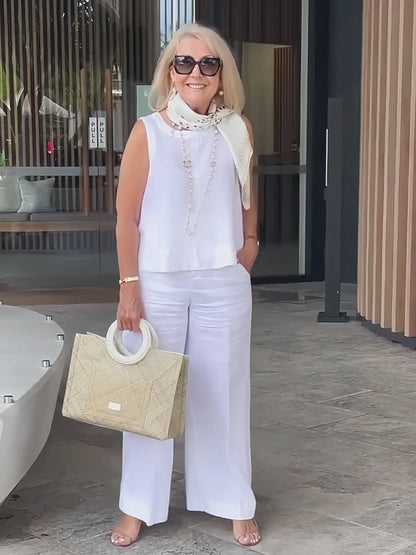 Trinidad™ | Completo Bianco con Camicetta e Pantaloni a Gamba Larga