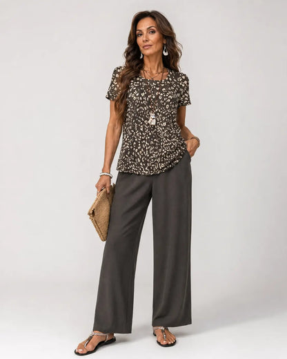 Higinia™ | Completo Animal Print con Top e Pantaloni a Gamba Larga