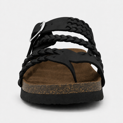 Sandali Donna Cuoio Intrecciato - Nero