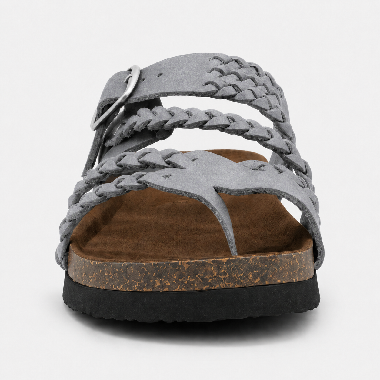 Sandali Donna Cuoio Intrecciato - Grigio Azzurro
