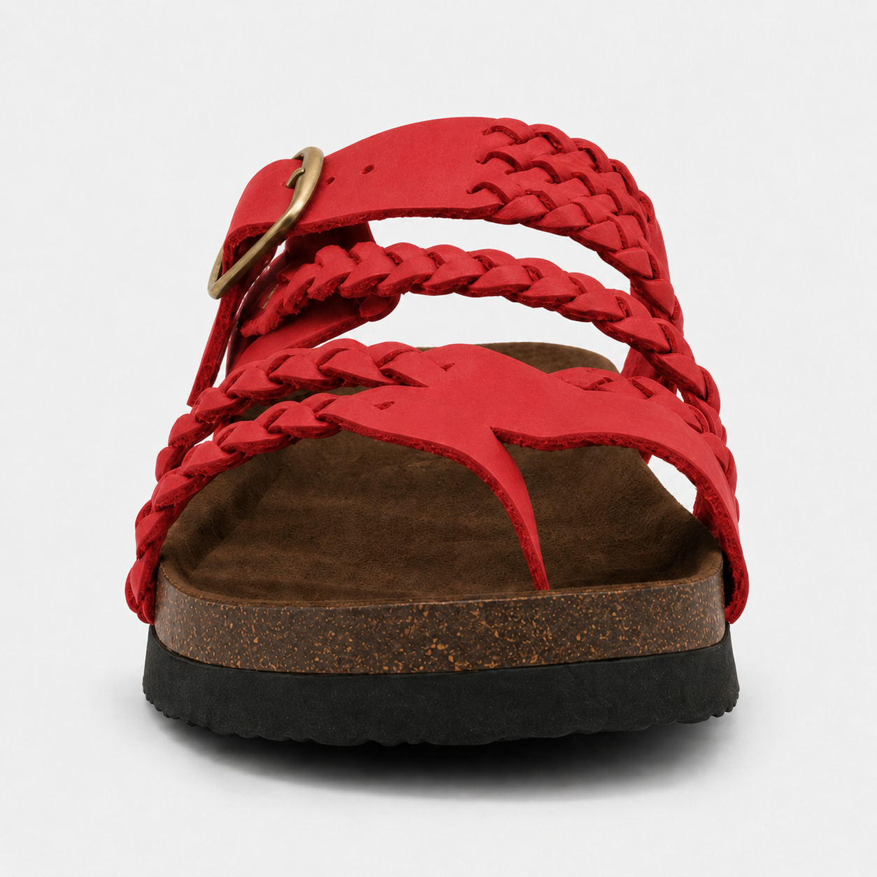 Sandali Donna Cuoio Intrecciato - Rosso Ciliegia