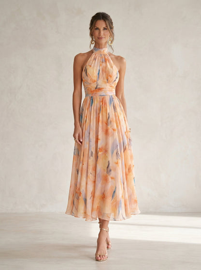 Ester™ | Abito con scollo all'americana con stampa ad acquerello