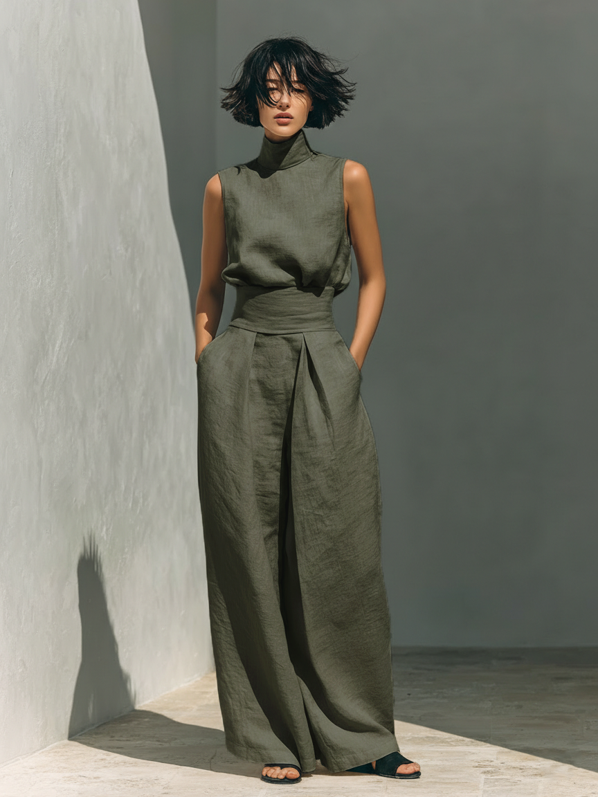 Venancia™ | Completo Minimalista Top e Pantaloni a Gamba Larga