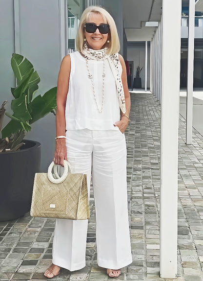 Trinidad™ | Completo Bianco con Camicetta e Pantaloni a Gamba Larga