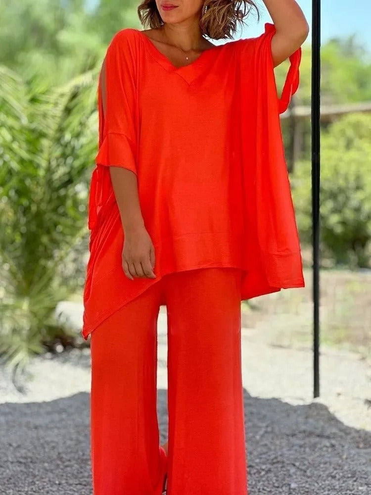 Ursula™ | Completo con tunica a spalle scoperte e pantaloni